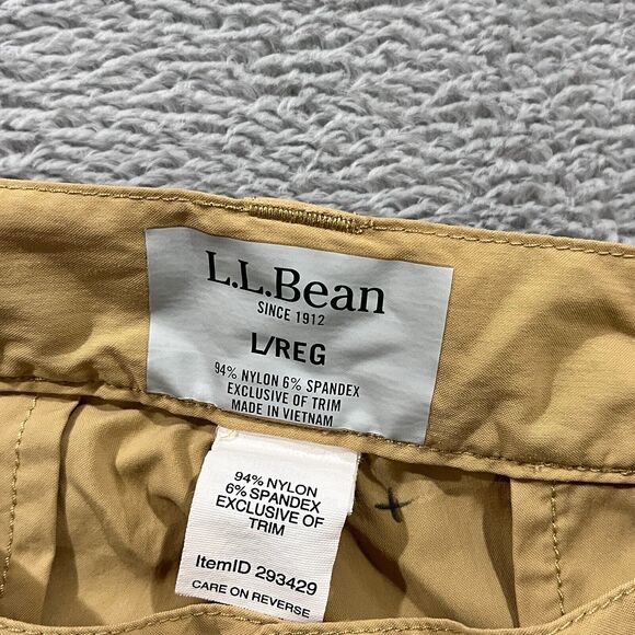 LL Bean Nylon Pants L Khaki Hiking Stretch Cargo Straight Ankle Womens - Picture 3 of 9